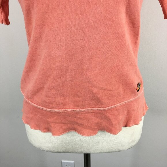 AX ARMANI EXCHANGE Dull Orange Tie Collar Short Sleeve French Terry Lining Shirt - Picture 8 of 12